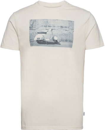 Clive Recycled Cotton Printed T-Shirt T-shirts Short-sleeved Creme Kronstadt*Betinget Tilbud