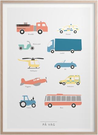 On The Way - På Engelska Home Kids Decor Posters & Frames Posters Vehicles Multi/mønstret Kunskapstavlan®*Betinget Tilbud