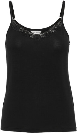 Bamboo - Camisole With Lace Top Black Lady Avenue