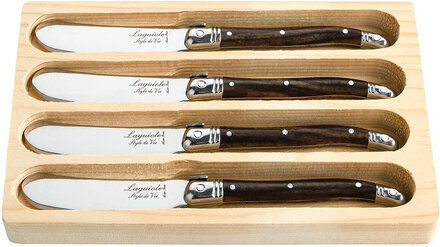 Butter Knives Laguiole Set 4 Home Tableware Cutlery Butter Knives Brown Laguiole Style De Vie