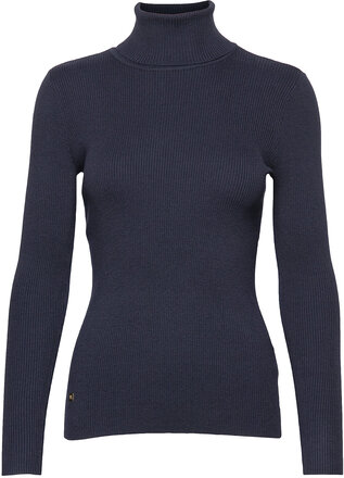 Ribbed Turtleneck Sweater Tops Knitwear Turtleneck Blue Lauren Ralph Lauren