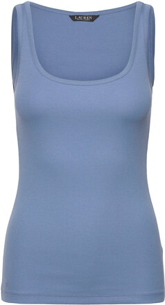 Cotton-Blend Tank Top Tops T-shirts & Tops Sleeveless Blue Lauren Ralph Lauren