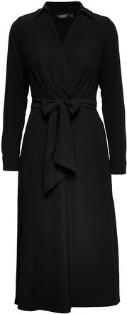 Surplice Georgette Midi Dress Designers Knee-length & Midi Black Lauren Ralph Lauren
