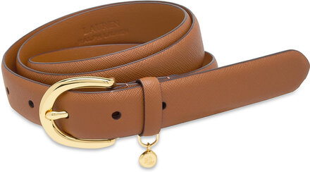 Charm Crosshatch Leather Belt Bælte Brown Lauren Ralph Lauren
