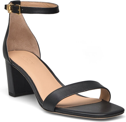 Burnished Calf-Logan-Sn-Hes Sandal Med Hæl Black Lauren Ralph Lauren