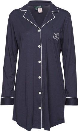 Lrl Hammond Knit Collar Sleepshirt Nattlinne Blue Lauren Ralph Lauren Homewear