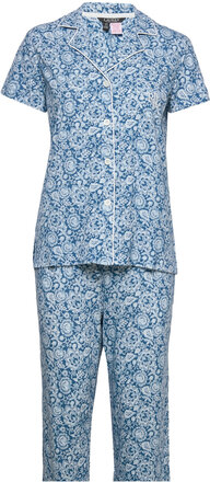 Lrl Sh.sl.notch Collar Ankle Pant Pj Set Pyjamas Multi/patterned Lauren Ralph Lauren Homewear