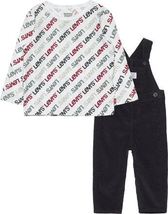 Levi's® Tee And Corduroy Overalls Set Sets Sets With Long-sleeved T-shirt Black Levi's