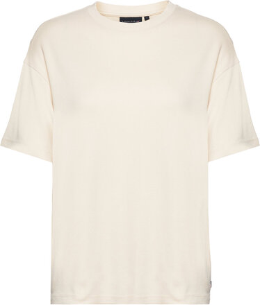 Ally Organic Cotton/Modal Tee T-shirts & Tops Short-sleeved Creme Lexington Clothing*Betinget Tilbud