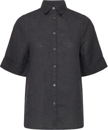 Reign Linen Short Sleeve Shirt Shirts Linen Shirts Marineblå Lexington Clothing*Betinget Tilbud