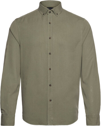 Carl Lyocell Shirt Tops Shirts Casual Khaki Green Lexington Clothing