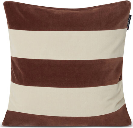 Block Striped Organic Cotton Velvet Pillow Cover Home Textiles Bedtextiles Pillow Cases Brown Lexington Home