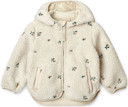 Mara Pile Embroidery Jacket With Ears Outerwear Fleece Outerwear Fleece Jackets Cream Liewood