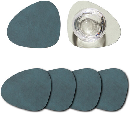 4-Set Glasbrikker Curve - 2-Sidet Home Tableware Dining & Table Accessories Coasters Green LIND DNA