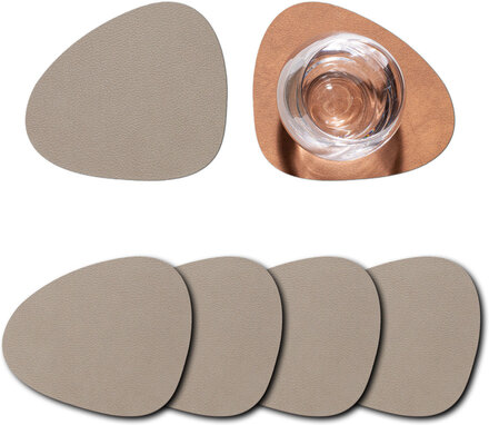 4-Set Glasbrikker Curve - 2-Sidet Home Tableware Dining & Table Accessories Coasters Beige LIND DNA