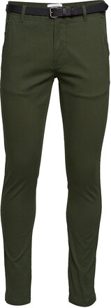 Classic Stretch Chino W?. Belt Chinos Bukser Grønn Lindbergh*Betinget Tilbud