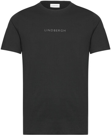 Lindbergh Print Tee S/S Tops T-shirts Short-sleeved Black Lindbergh