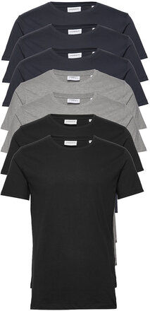 Basic O-Neck Tee S/S 7 Pack T-shirts Short-sleeved Svart Lindbergh*Betinget Tilbud
