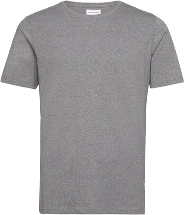 Mouliné O-Neck Tee S/S Tops T-shirts Short-sleeved Grey Lindbergh