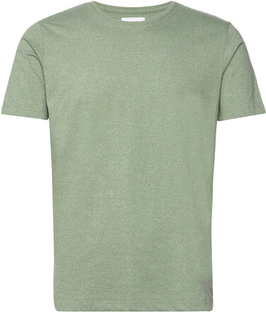 Mouliné O-Neck Tee S/S Tops T-shirts Short-sleeved Green Lindbergh