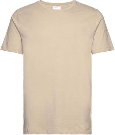 Mouliné O-Neck Tee S/S Tops T-shirts Short-sleeved Beige Lindbergh