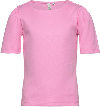 Pktania Ss O-Neck Puff Top Bc Tw T-shirts Short-sleeved Rosa Little Pieces*Betinget Tilbud
