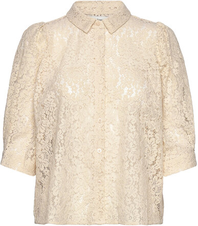 Bonoll Shirt Ss Tops Blouses Short-sleeved Cream Lollys Laundry