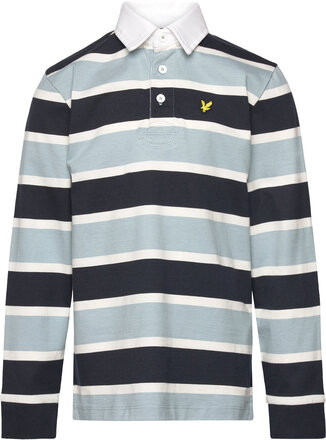 Stripe Rugby Shirt Tops T-shirts Polo Shirts Long-sleeved Polo Shirts Blue Lyle & Scott