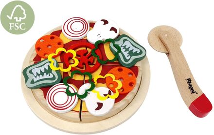Wooden Pizza With Accessories And A Box Toys Toy Kitchen & Accessories Toy Food & Cakes Multi/patterned Magni Toys