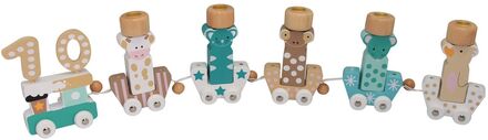 Birthday Train "Animals", Green/Brown Home Kids Decor Party Supplies Grønn Magni Toys*Betinget Tilbud