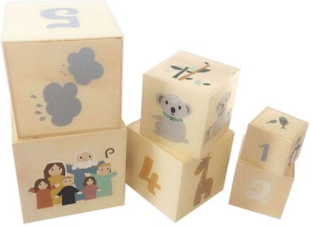 Wooden Stacking Tower" Noah's Ark " Toys Building Sets & Blocks Building Blocks Multi/patterned Magni Toys