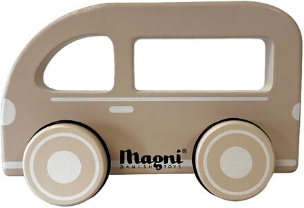Hand Car Bus, Fsc Wood 100% Toys Playsets & Action Figures Wooden Figures Beige Magni Toys