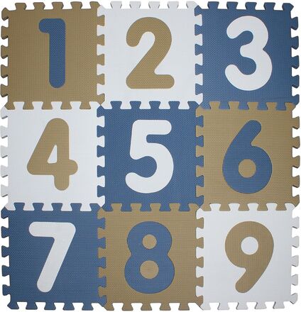 Play Floor With Numbers Made In Eva With Neutral Decor Colors, 9 Foam Tiles Baby & Maternity Baby Sleep Play Mats Multi/patterned Magni Toys