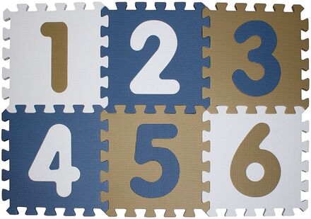 Play Floor With Numbers Made In Eva With Neutral Decor Colors, 6 Foam Tiles Baby & Maternity Baby Sleep Play Mats Multi/patterned Magni Toys