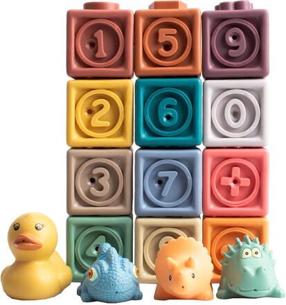 Building Blocks With Animals 16 Pcs Toys Building Sets & Blocks Building Blocks Multi/patterned Magni Toys