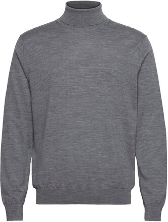100% Merino Wool Sweater Tops Knitwear Turtlenecks Grey Mango