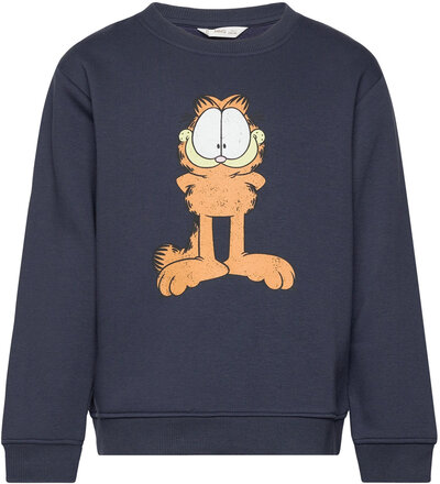 Garfield Cotton Sweatshirt Sweat-shirt Genser Marineblå Mango*Betinget Tilbud