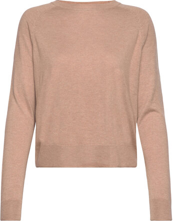 Fine-Knit Round-Neck Sweater Tops Knitwear Jumpers Brown Mango