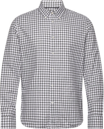 Gingham Check Cotton Shirt Tops Shirts Casual Grey Mango