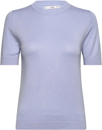 Short Sleeve Sweater Tops Knitwear Jumpers Blue Mango