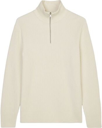 Pullover Long Sleeve Tops Knitwear Half Zip Jumpers White Marc O'Polo