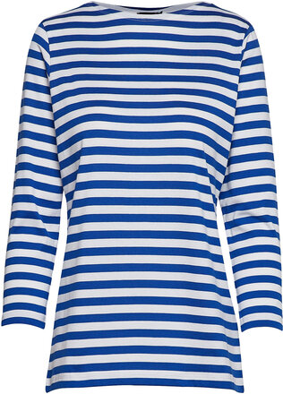 Ilma Shirt Designers T-shirts & Tops Long-sleeved Blue Marimekko