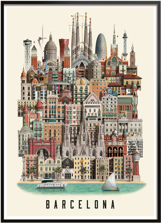 Barcelona Small Poster Home Decoration Posters & Frames Posters Cities & Maps Multi/patterned Martin Schwartz