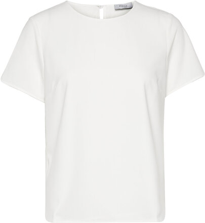 Olga Stretch Crepe Top Tops T-shirts & Tops Short-sleeved White Marville Road
