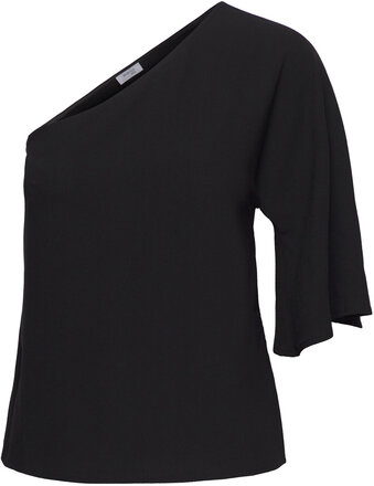 Sue Shoulder Top Tops T-shirts & Tops Short-sleeved Black Marville Road