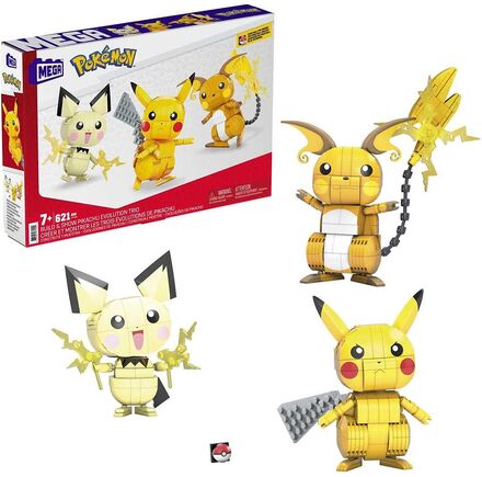 Pokémon Build And Show Pikachu Evolution Trio Toys Building Sets & Blocks Building Sets Multi/patterned Mega