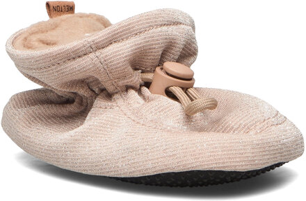 Glitter Textile Slippers Tøfler Innesko Creme Melton*Betinget Tilbud