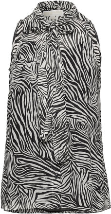 Sat Zebra Bow Top Bluse Ermeløs Multi/mønstret Michael Kors*Betinget Tilbud