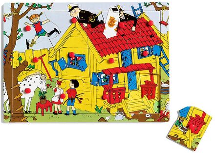 Pippi Knoppussel Trä, 12 Bitar Toys Puzzles And Games Puzzles Pegged Puzzles Multi/patterned Pippi Langstrømpe