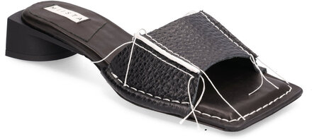 Fifi Sharp Tumbled Black Mule Sandals Shoes Mules & Slip-ins Heeled Mules Svart MIISTA*Betinget Tilbud